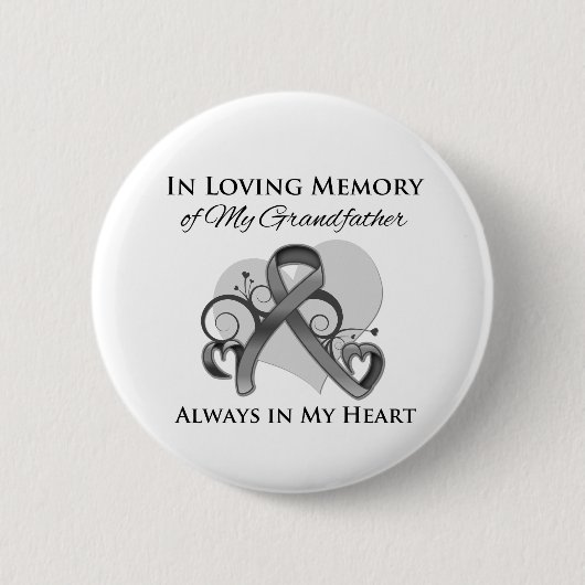 Badge Rond 5 Cm En mémoire de mon grand-père - Cancer du cerveau (Devant)