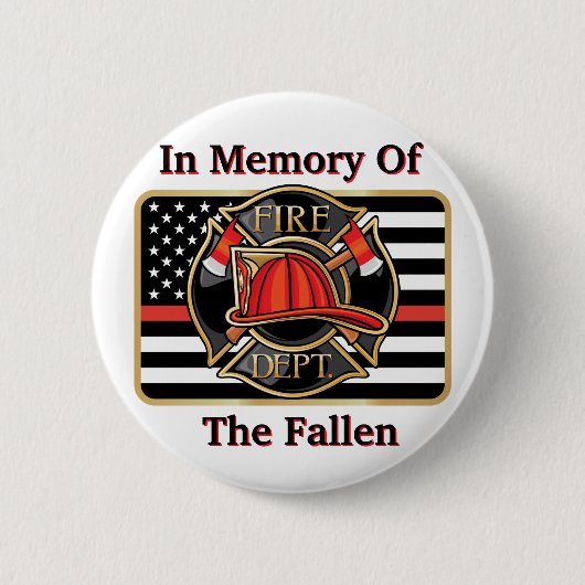 Badge Rond 5 Cm En Mémoire Du Bouton Pompiers (Devant)