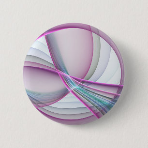 Badge Rond 5 Cm En Mouvement, Art Fractal Abstrait Coloré Moderne