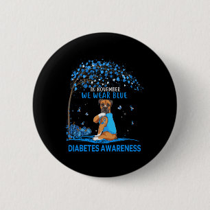 Badge Rond 5 Cm En Novembre Nous Portons Bleu Boxe Tattoo Chien Di