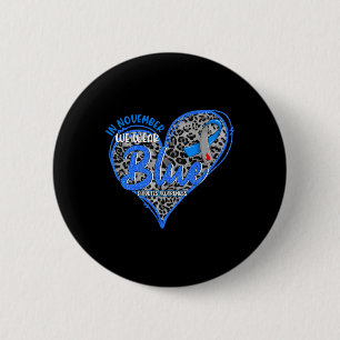Badge Rond 5 Cm En Novembre Nous Portons Bleu Coeur Léopard Diabèt