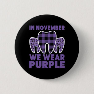 Badge Rond 5 Cm En novembre, nous portons du violet Alzheimer Sens
