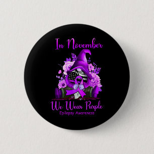 Badge Rond 5 Cm En Novembre Nous Portons Violet Gnome Ribbon Epile
