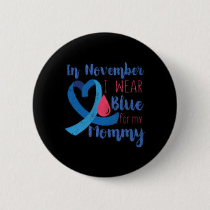 Badge Rond 5 Cm En Novembre T1D Sensibilisation Ruban Bleu Pour Ma