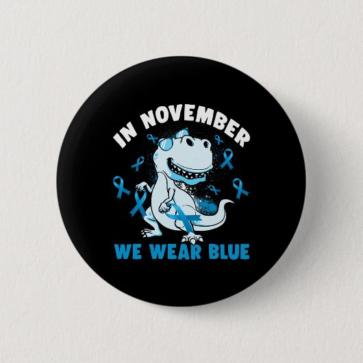 Badge Rond 5 Cm En novembre We Wear Blue Diabete Awareness Trex D (Devant)