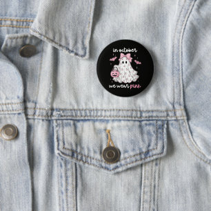 Badge Rond 5 Cm en octobre nous portons Halloween fantôme rose