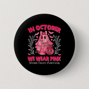 Badge Rond 5 Cm En Octobre Nous Portons Pink Cute Ghost Halloween