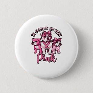 Badge Rond 5 Cm En Octobre Nous Portons Rose � Halloween Chiens Mi