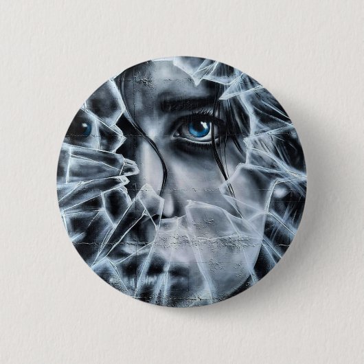 Badge Rond 5 Cm En regardant par la fenêtre brisée (Devant)