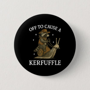 Badge Rond 5 Cm En route pour causer une pagaille raton laveur