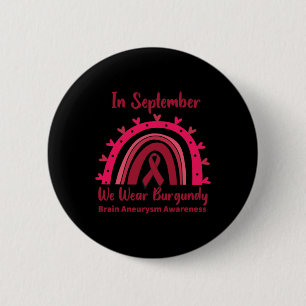 Badge Rond 5 Cm En Septembre Nous Portons Burgundy Cerveau Aneurys