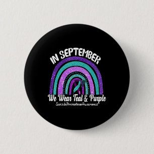 Badge Rond 5 Cm En Septembre Nous Portons Turquoise et violet Rain