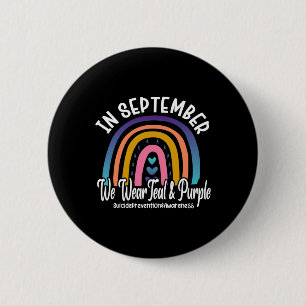 Badge Rond 5 Cm En Septembre Nous Portons Turquoise Et Violet Suic