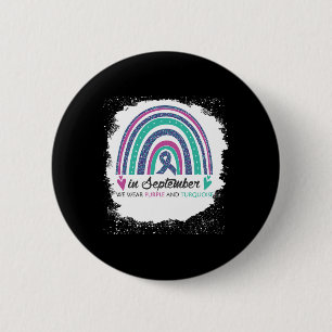 Badge Rond 5 Cm En Septembre Nous Portons Violet Et Turquoise Blea