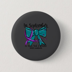 Badge Rond 5 Cm En septembre, portez le bleu sarcelle et le violet