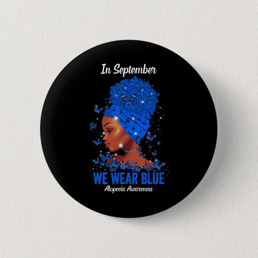 Badge Rond 5 Cm En septembre We Wear Blue For Alopecia Awareness B (Devant)