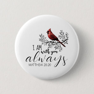 Badge Rond 5 Cm En souvenir affectueux : Cardinal rouge