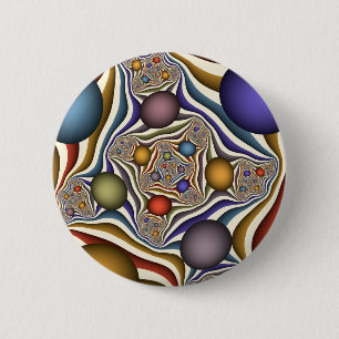 Badge Rond 5 Cm En volant, art fractal abstrait moderne et coloré