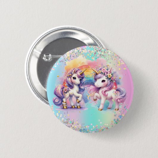 Badge Rond 5 Cm Enchanter la licorne (Devant & derrière)
