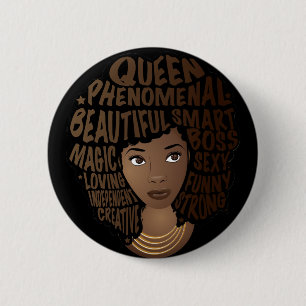 Badge Rond 5 Cm Encourageant les femmes noires, cheveux naturels, 
