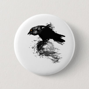 Badge Rond 5 Cm Encre Raven