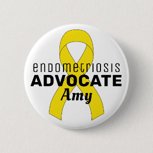 Badge Rond 5 Cm Endometriosis Advocate Ribbon White Button