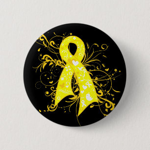 Badge Rond 5 Cm Endometriosis Floral Swirls Ribbon