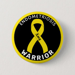 Badge Rond 5 Cm Endometriosis Warrior Ribbon Black Button