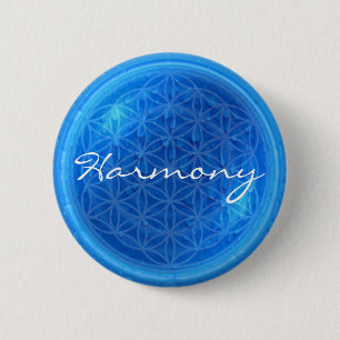 Badge Rond 5 Cm Énergie de l'eau avec fleur de vie   Harmonie