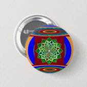 Badge Rond 5 Cm Énergie de roue de la FLEUR CHAKRA : Vert vert (Devant & derrière)