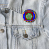 Badge Rond 5 Cm Énergie de roue de la FLEUR CHAKRA : Vert vert (En situation)