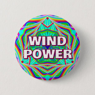 Badge Rond 5 Cm ÉNERGIE ÉOLIENNE (vous pouvez modifier les mots)