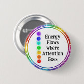 Badge Rond 5 Cm Energy Flows Chakra Alignment Spiritual Awareness (Devant & derrière)