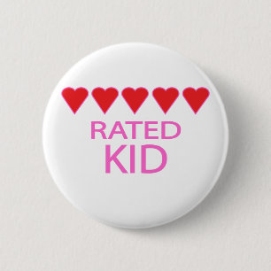 Badge Rond 5 Cm Enfant à cinq coeurs