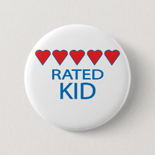 Badge Rond 5 Cm Enfant à cinq coeurs