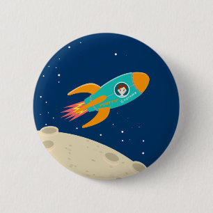Badge Rond 5 Cm Enfant astronaute à la fête d'anniversaire de la