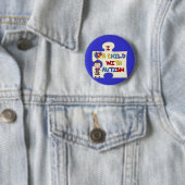 Badge Rond 5 Cm Enfant avec la fille 2 de brune d'autisme (En situation)