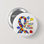 Badge Rond 5 Cm Enfant avec le ruban de sensibilisation sur l'auti (Devant & derrière)