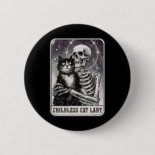 Badge Rond 5 Cm Enfant Chat Lady Tarot Vintage