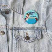 Badge Rond 5 Cm Enfant Gymnastique Monogramme bleu Fête d'annivers (En situation)