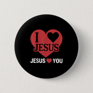 Badge Rond 5 Cm Enfant J'Aime Jésus Vous Aime Moi Chrétien Dieu Ai