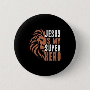 Badge Rond 5 Cm Enfant Jésus Est Mon Superhéros Chrétien Dieu Fils