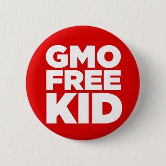 BADGE ROND 5 CM ENFANT LIBRE DE GMO (ROUGE)