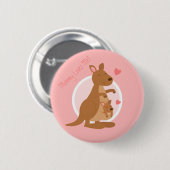 Badge Rond 5 Cm Enfant mignon de mère de Joey de bébé de kangourou (Devant & derrière)