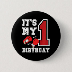 Badge Rond 5 Cm Enfants 1er Anniversaire Boy 1 An Boxer Anniversai