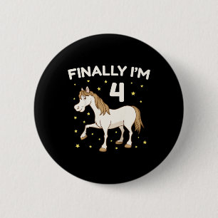 Badge Rond 5 Cm Enfants 4 Anniversaire Fête Cheval Équitation Ridi