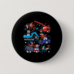 Badge Rond 5 Cm Enfants 4 Juillet Construction Camions Véhicule Pa