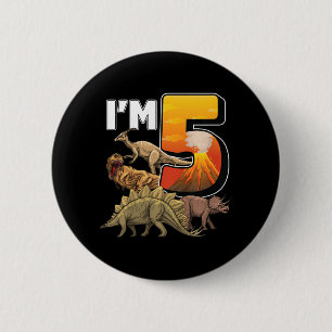 Badge Rond 5 Cm Enfants 5 ans dinosaures anniversaire 5e partie pa