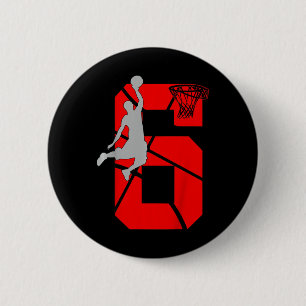 Badge Rond 5 Cm Enfants 6 ans 6ème Basketball Anniversaire FêteThè