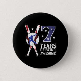 Badge Rond 5 Cm Enfants 7 ans étant génial Bysebyll Drapeau 7e ann